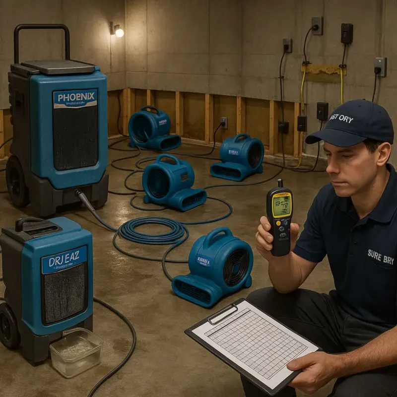 Structural Drying and Dehumidification process in Dover, FL